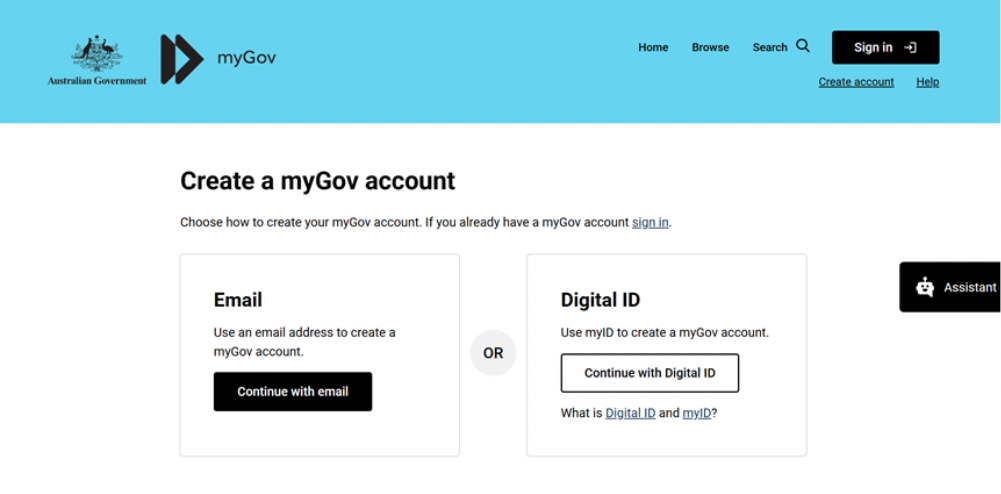 Create a myGov account