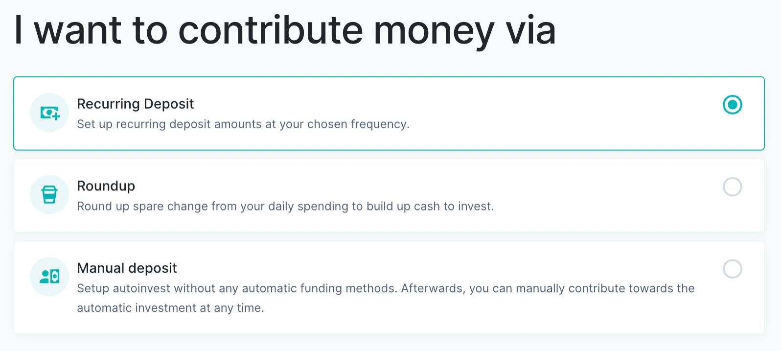 Set up autoinvesting